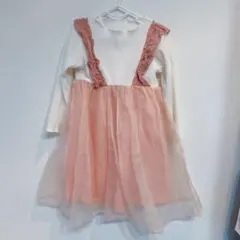 アプレレクール フリル付きホワイト・ピンクワンピース