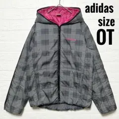 アディダス　ネオ　中綿ジャケット　チェック　グレー　スリーライン　【OT】