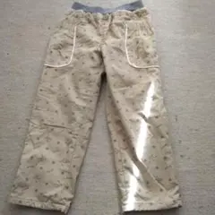 リボン模様 ベージュ長ズボン 110