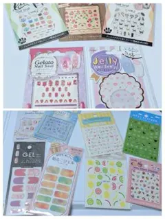 13点まとめ売りネイルシール ジェルネイルシール 猫柄 花柄 フルーツ柄 夏柄