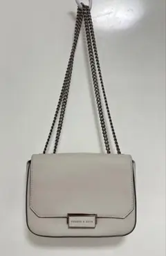 【美品】CHARLES & KEITH ショルダーバッグ ライトグレー