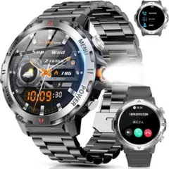 スマートウォッチ【2025改良最新型 2種バンド付き】通話 ライン 軍用企画