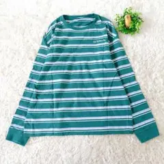 ZARA 長袖Tシャツ カットソー　カジュアル　グリーン ボーダー Mのサムネイル