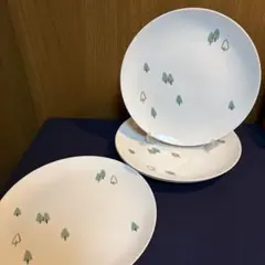 昭和レトロ　三郷陶器　プレート　森林柄　お皿　4枚　セット　1970年代
