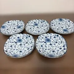 たち吉 青い花柄 四角形の皿 5枚セットのサムネイル