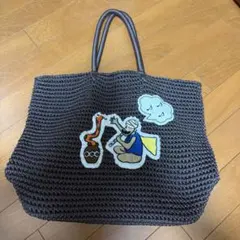 ハンドメイド風 トートバッグ ダークグレーのサムネイル