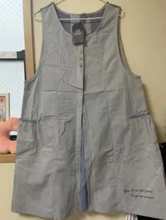 kusuguru エプロン グレーと青のストライプ