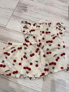 チェリー柄 ベビー甚平 サイズ80