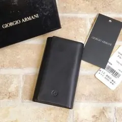 未使用 ジョルジオアルマーニ ☆ レザー キーケース イタリア製 ブラック