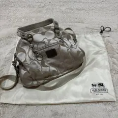 COACH ポピー ショルダーバッグ ベージュ ロゴプリント