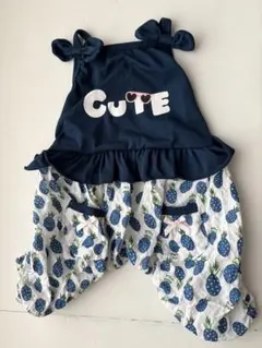 犬用 オーバーオール 花柄 ロンパース