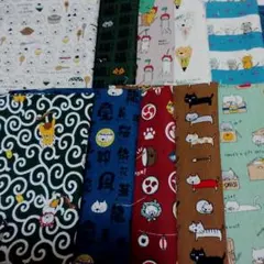 こばやし猫生地　50×25 10枚 柄変更不可