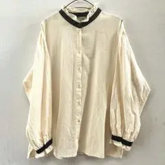 サマンサモスモス　スタンド襟フリル配色ブラウス