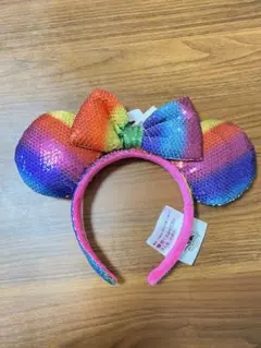 海外ディズニー　ミニーカチューシャ　スパンコール キラキラ