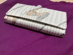 和装用バッグ　白地 ストライプ刺繍