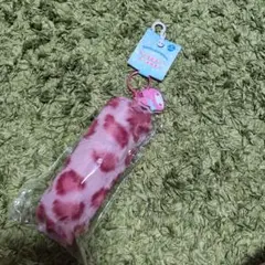 しっぽ型ファー　キーホルダー　マイメロディ　ピンク豹柄　手のひらサイズ