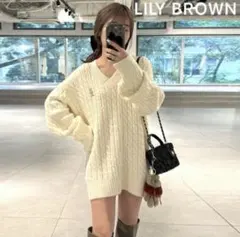 LILY BROWN Lily Bearケーブルニットミニワンピース