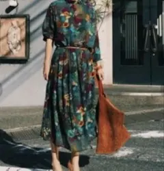 【即日発送可】ameri vintage /花柄シフォンワンピースのサムネイル