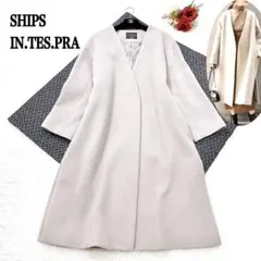 SHIPS ウールカシミヤノーラペルコート　Vネックノーカラーコート　L