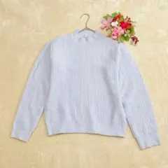 【ユニクロUNIQLO】スフレヤーンモックネックニットセーターライトパープルM