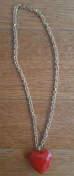 ハート ネックレス ゴールド レッド
