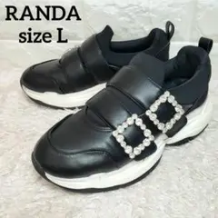 RANDA ランダム ビジューフラップ 厚底スニーカー Lサイズ ブラックのサムネイル