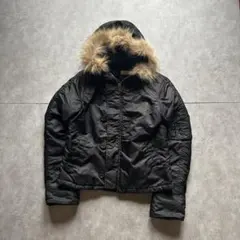 grunge N-2B fur flight jacket y2k black