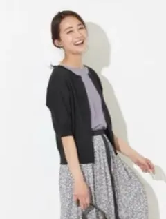 ANY SiS 2WAY ラメ入ハーフスリーブドルマンカーディガン ブラック#2のサムネイル