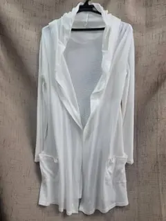 Doux archivesホワイト フード付き カーディガン