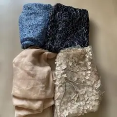 刺繍入りレース生地セット（青・黒・ベージュ）