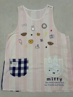 ミッフィー刺繍エプロン ピンクストライプ