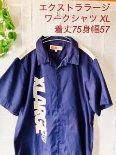 XLARGE ネイビー 半袖ワークシャツ XL