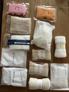 ボディタオルセット ピンク・ホワイト・ベージュ、オレンジ　12個