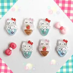 キティちゃんリボンつき　キティ　ネイルパーツ　3d　スイーツ型　新色:水色