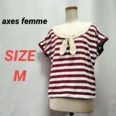 axes femme　アクシーズファム　ボーダーカットソー　レースリボン　赤　Mのサムネイル