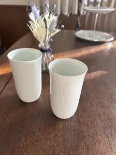 陶器製 湯飲み 2個セット 薄緑