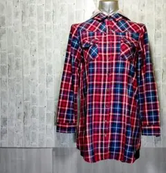 フード付きチェックシャツ 赤・青・白