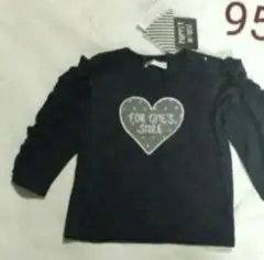 95cm 女の子トップス ネイビー 袖フリル