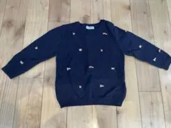 ネイビー 刺繍 ニット　セーター