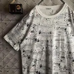 PEANUTS SNOOPY スヌーピー Tシャツ 半袖 全面イラスト L