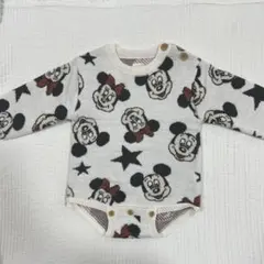 【バースデイ】ミッキーミニー　ニットロンパース