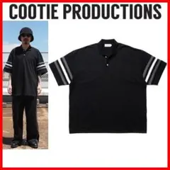 美品 COOTIE ジャガードボーダースリーブ S/S ポロシャツ ブラック Sのサムネイル