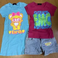 Earth Magic キッズ　女児　Tシャツとショートパンツセットダンス