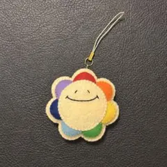 フェルトお守りスマイルフラワー 虹色②のサムネイル