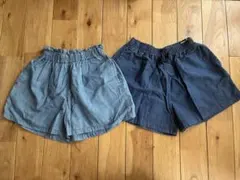 新品 女の子 キッズ ショートパンツ キュロットパンツ デニム風 110センチ