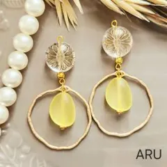 No.517★イエロー☆クリア☆フープ☆ゆらゆら☆黄色☆ピアス☆イヤリング