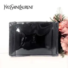 YSL ポーチ エナメルポーチ 黒 ブラック イヴ・サンローラン・ボーテ
