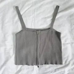 【タグ付き未使用】しまむら Wジップリブニットビスチェ グレー Lサイズ