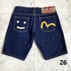 EVISU デニムハーフパンツ カモメ刺繍 - メルカリ