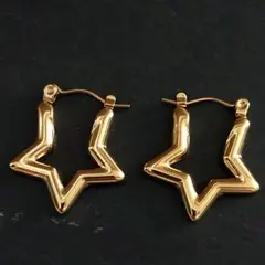 ステンレス♡ゴールド♡星型フープピアス